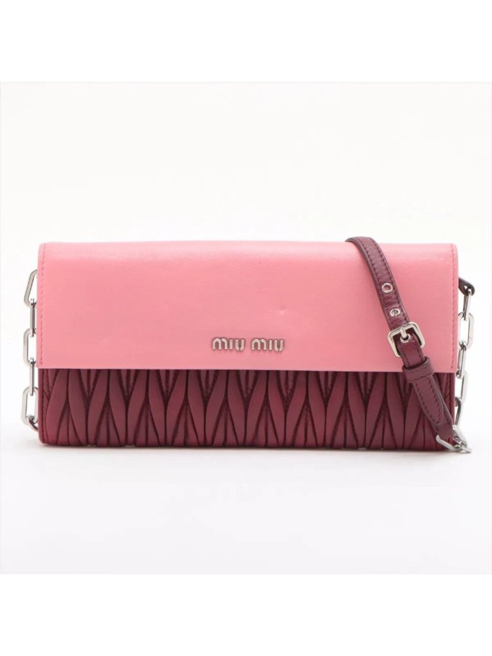 Miu Miu Matelasse Chain Wallet Shoulder Bag Leather